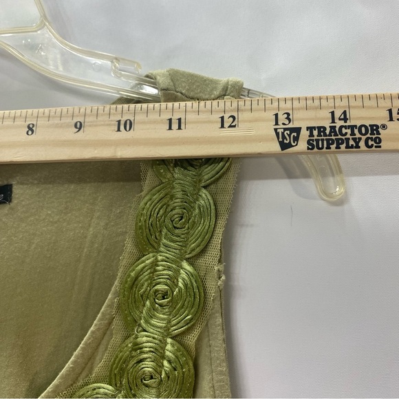 Simply Irresistible Feminine Boho T-shirt  XL Green Satin Cording Bodice Flowy - Picture 5 of 9